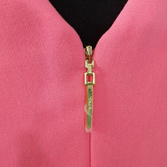 Lilly Pulitzer Largo Shift Dress Beaded Collar Coral Hot Pink Womens 8 Sheath - Picture 6 of 15